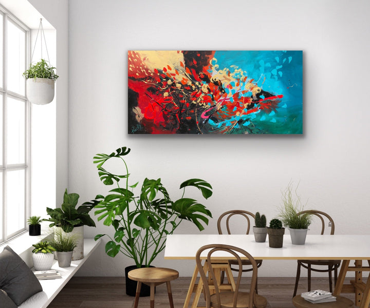 Happy Mood - 24x48 - Abstract painting, Modern Art, Wall art, Canvas painting, Framed art, Minimalist art