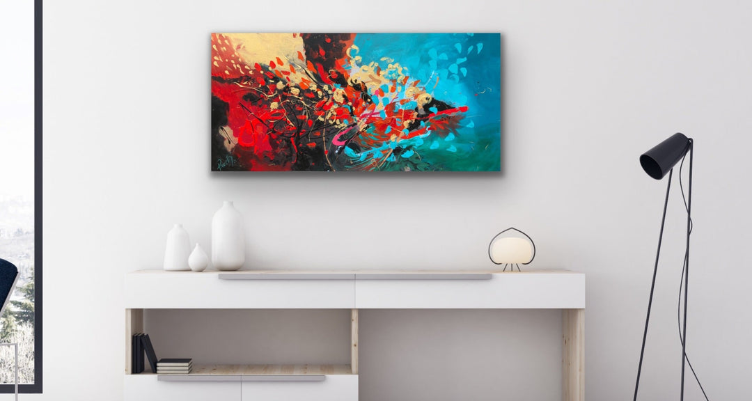 Happy Mood - 24x48 - Abstract painting, Modern Art, Wall art, Canvas painting, Framed art, Minimalist art