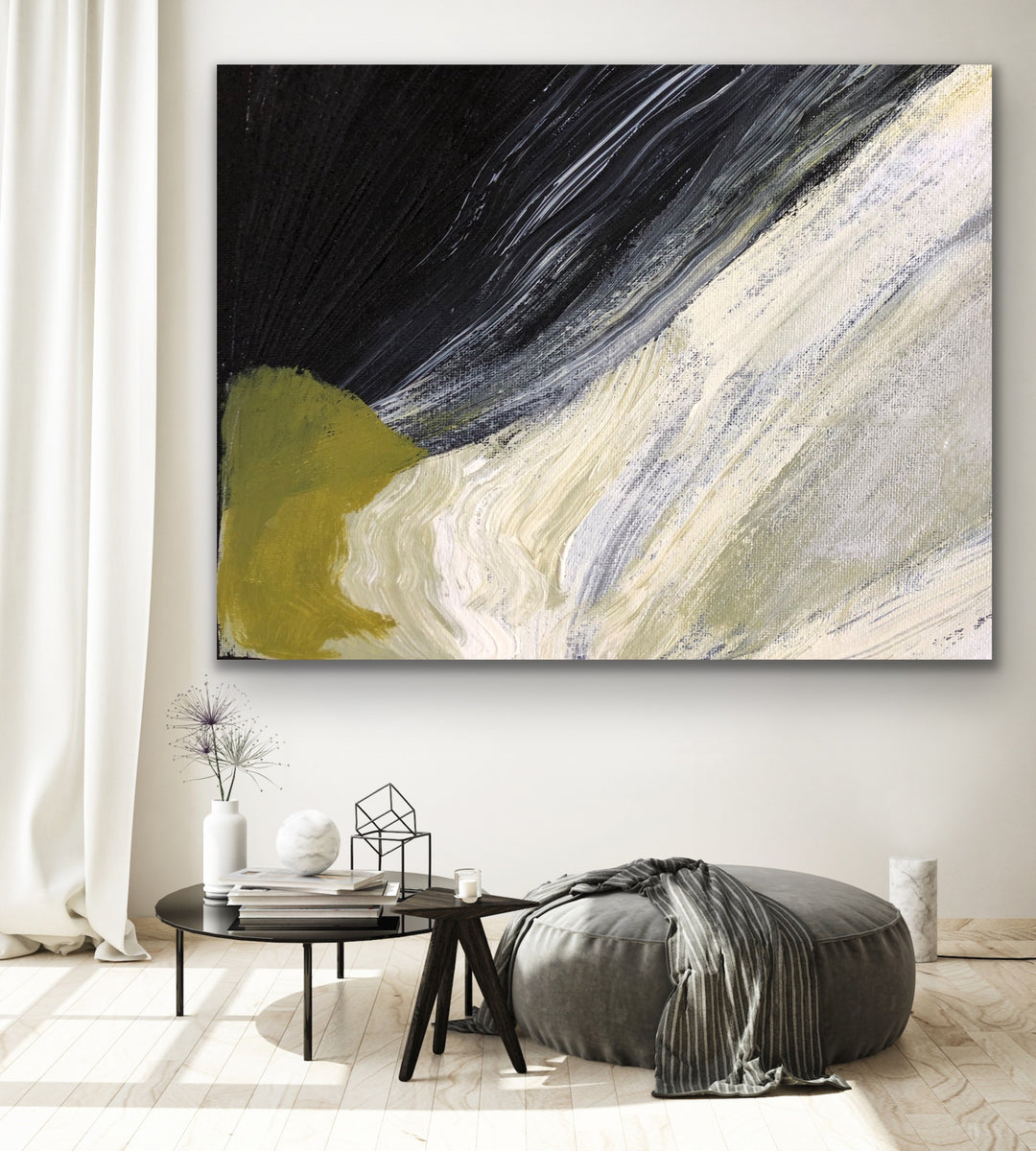 black minimal art, abstract art on canvas, Primitive  - Preethi Arts