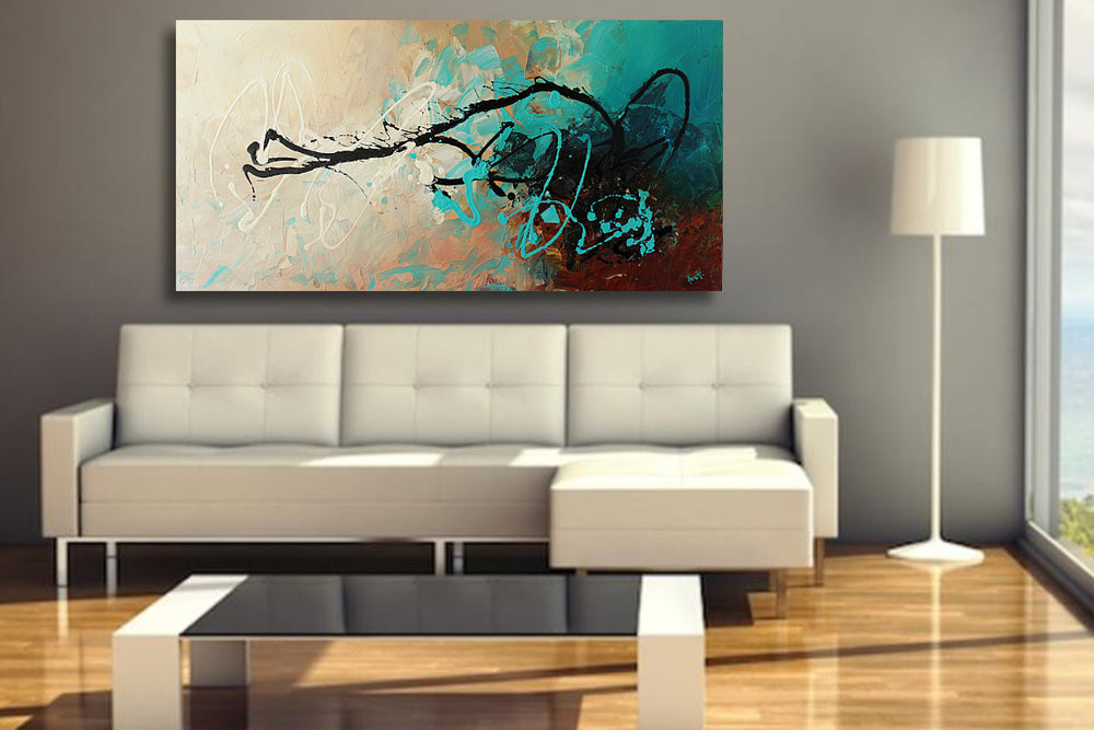 Whisper - 24x48 - Original Contemporary Modern Abstract Paintings by Preethi Arts