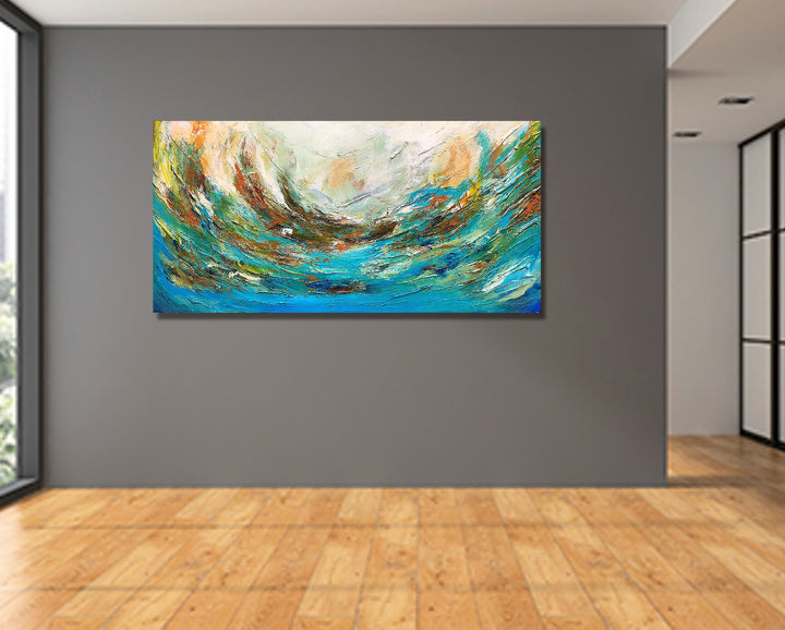Waves - 24x48 - Abstract painting, Modern Art, Wall art, Canvas painting, Framed art, Minimalist art