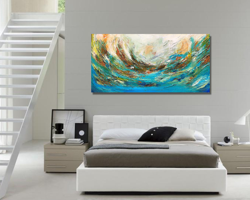 Waves - 24x48 - Abstract painting, Modern Art, Wall art, Canvas painting, Framed art, Minimalist art