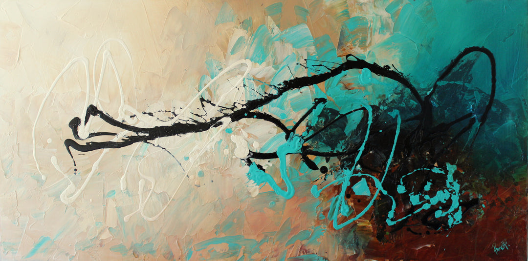 Whisper - 24x48 - Original Contemporary Modern Abstract Paintings by Preethi Arts