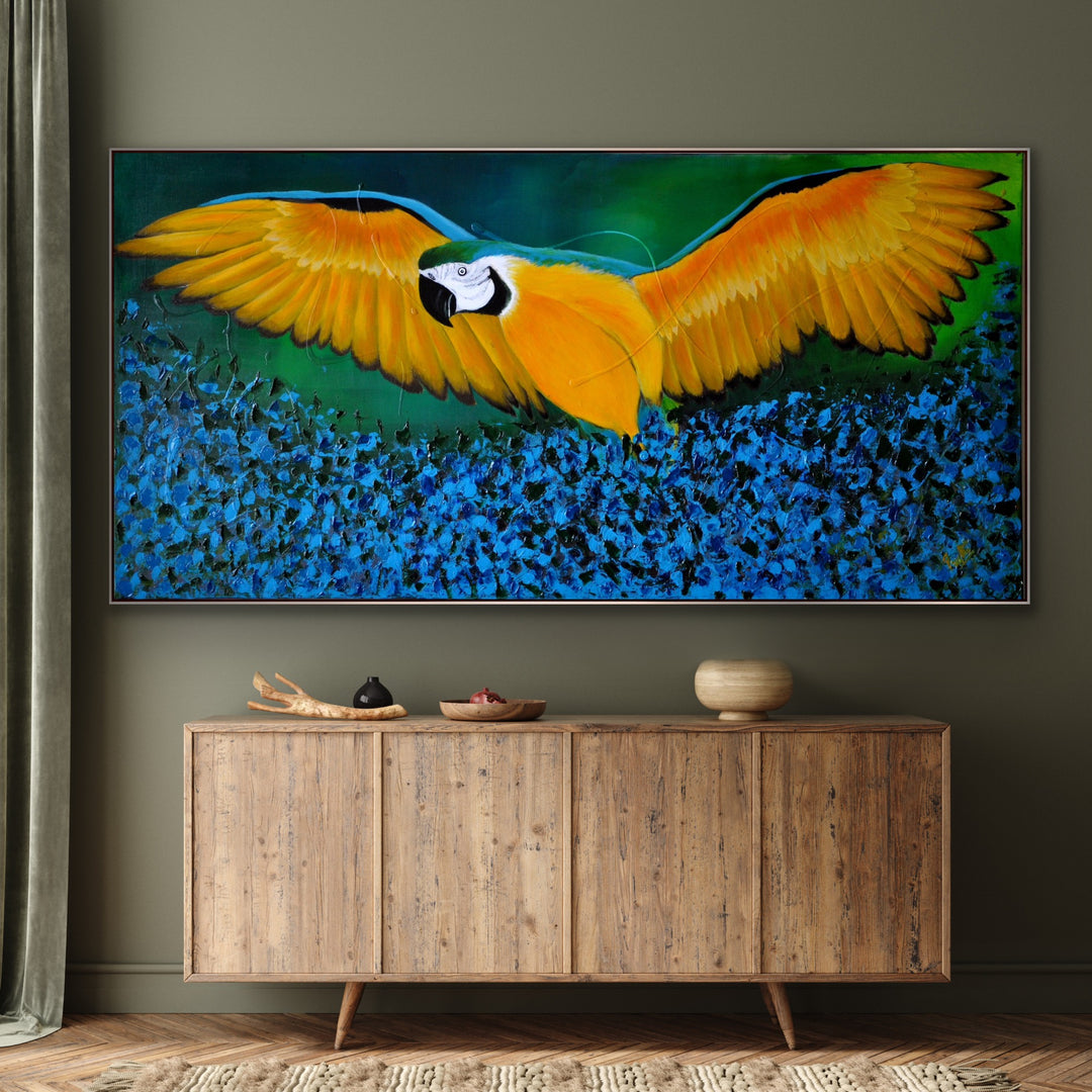 Macaw on the rise - Custom Art - Preethi Arts