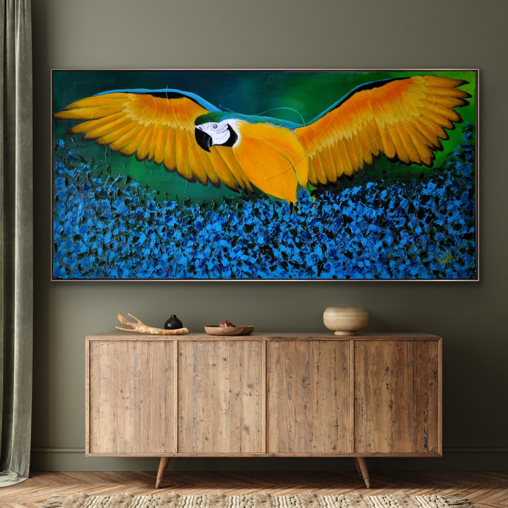 Macaw on the rise - Custom Art - Preethi Arts