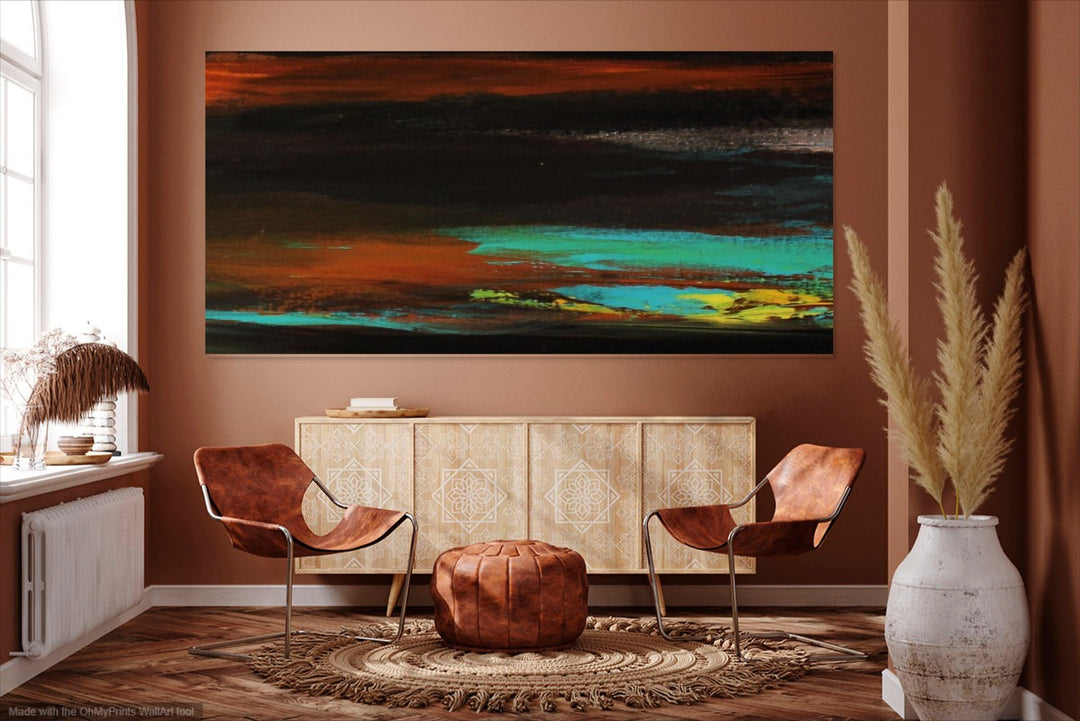 brown abstract painting, minimal art for home, Evening walk  - Preethi Arts